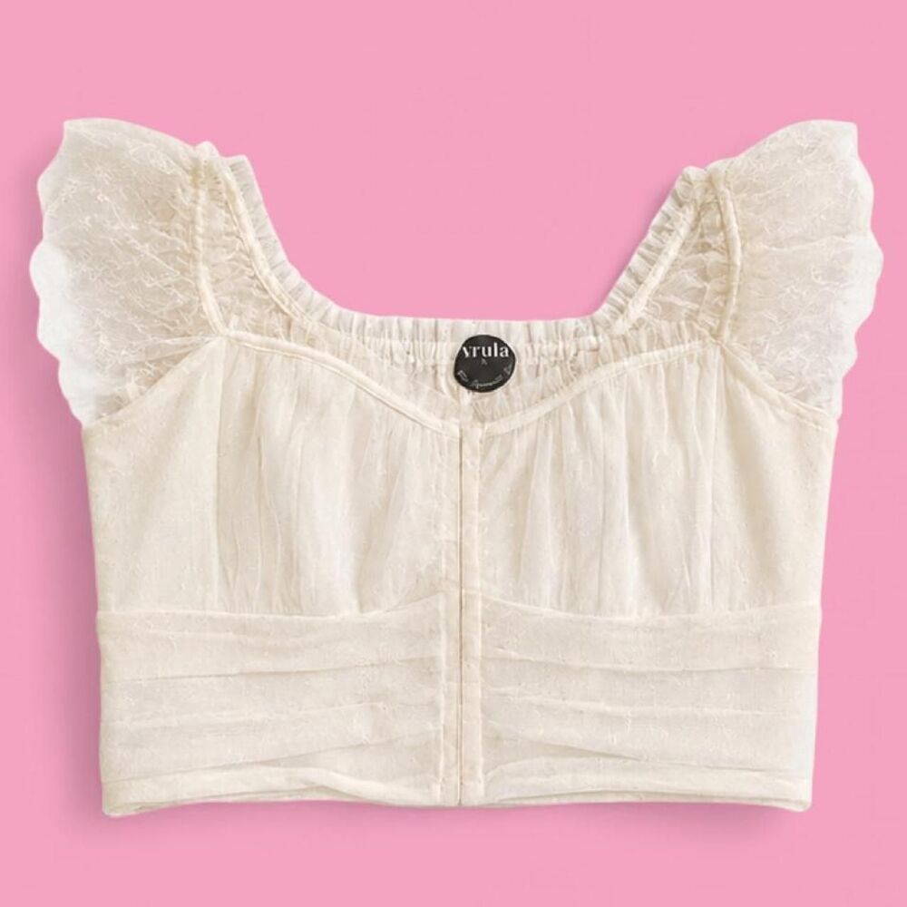 Arula White Hook-and-Eye Milkmaid Crop Top - Size X (NWOT)